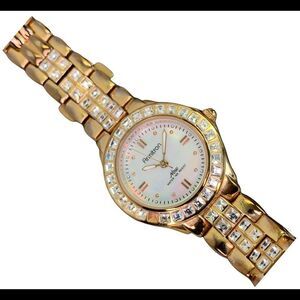 ARMITRON Now Gold-tone round mother of pearl face Quartz Watch